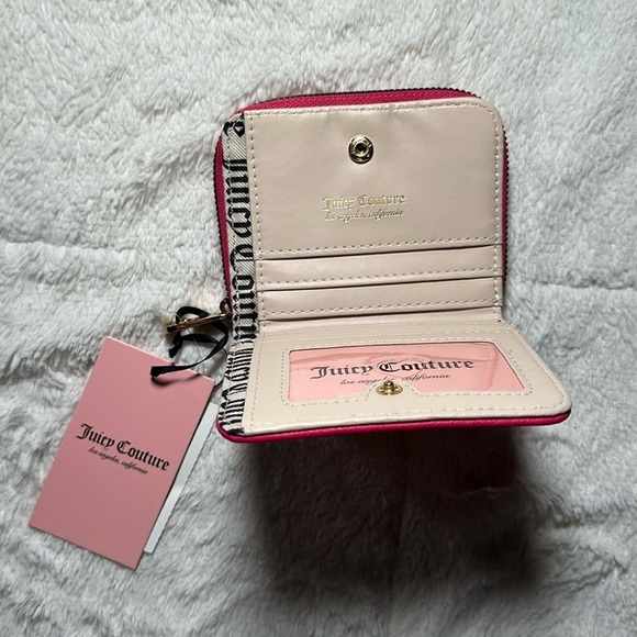 Juicy Couture Hot Pink Flash Love Mode Faux Leather Small Zip Around Wallet NEW - Picture 3 of 11